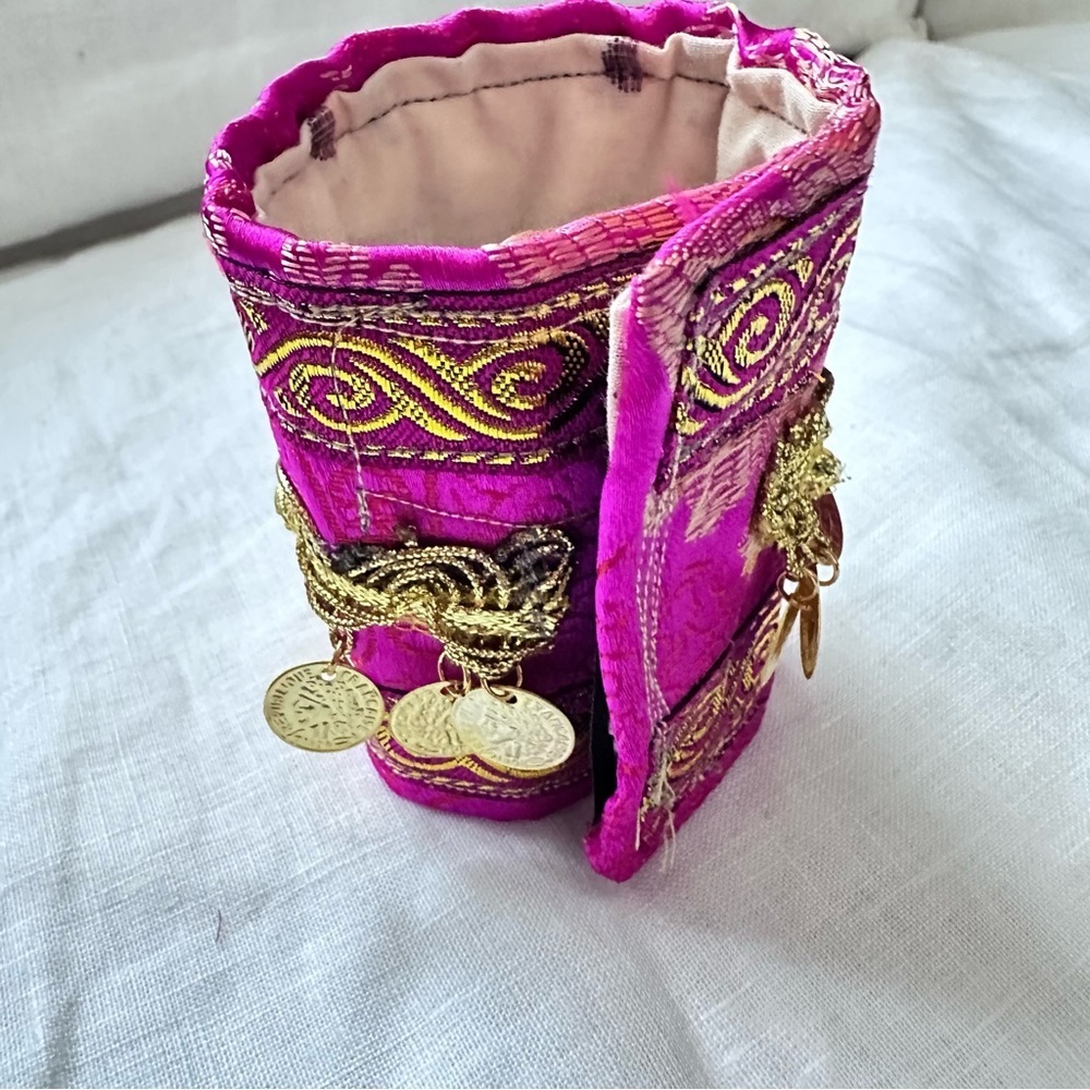 RUBYRUDI Cuff Bracelet Handcrafted OOAK Fabric Embellished Artisan Wearable Art - Picture 8 of 16